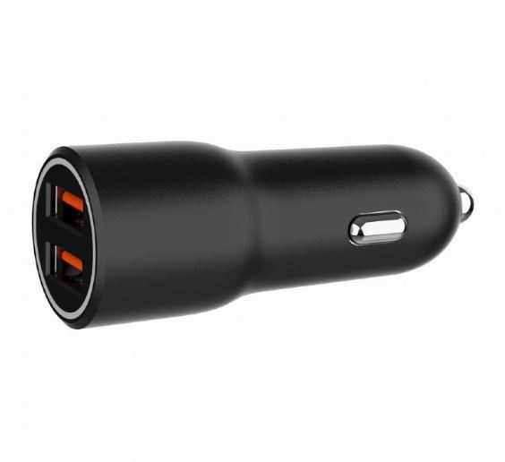 Avto polnilec 2x USB-A QC3.0 36W, črn 5