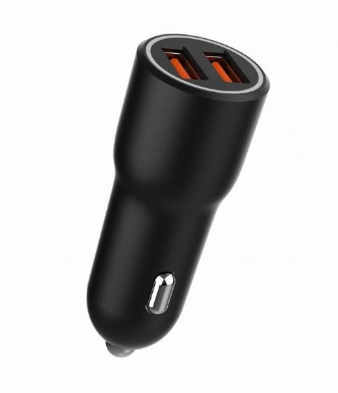 Avto polnilec 2x USB-A QC3.0 36W, črn 6