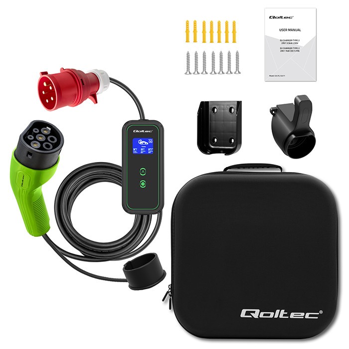 Mobilna polnilna postaja EV Typ2, 11kW, 3 faze, WiFi, LCD, 5m 3