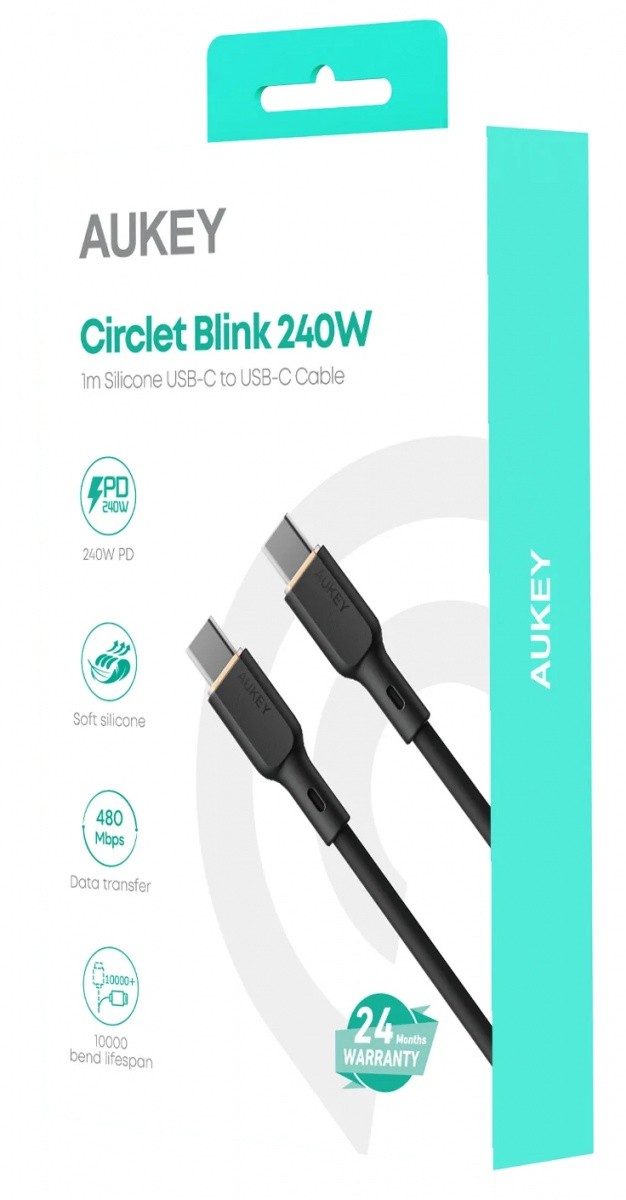 USB-C na USB-C kabel, 1m, 240W, 5A, črn 6