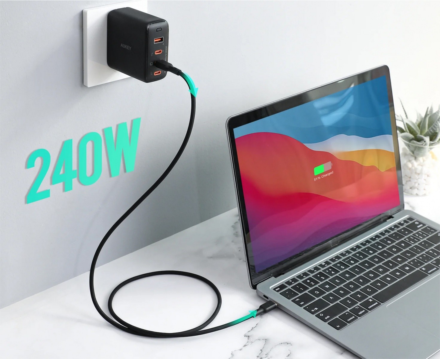 USB-C na USB-C kabel, 1m, 240W, 5A, črn 7