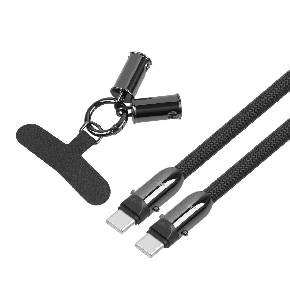 Kabel USB-C 2v1 z USB-C vrvico, 1.2m, črn 4