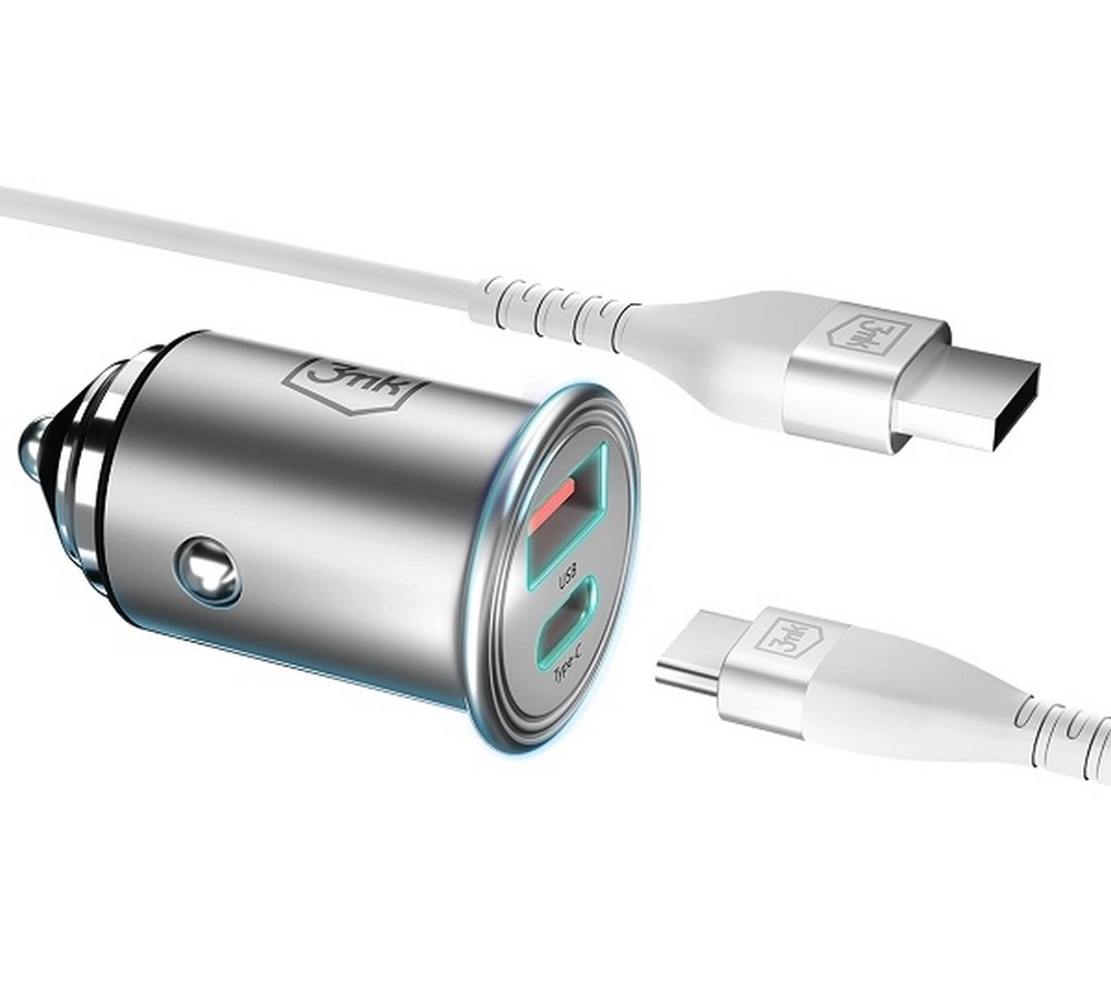 Avtomobilski polnilnik 45W, 1x USB-C + USB-A 4
