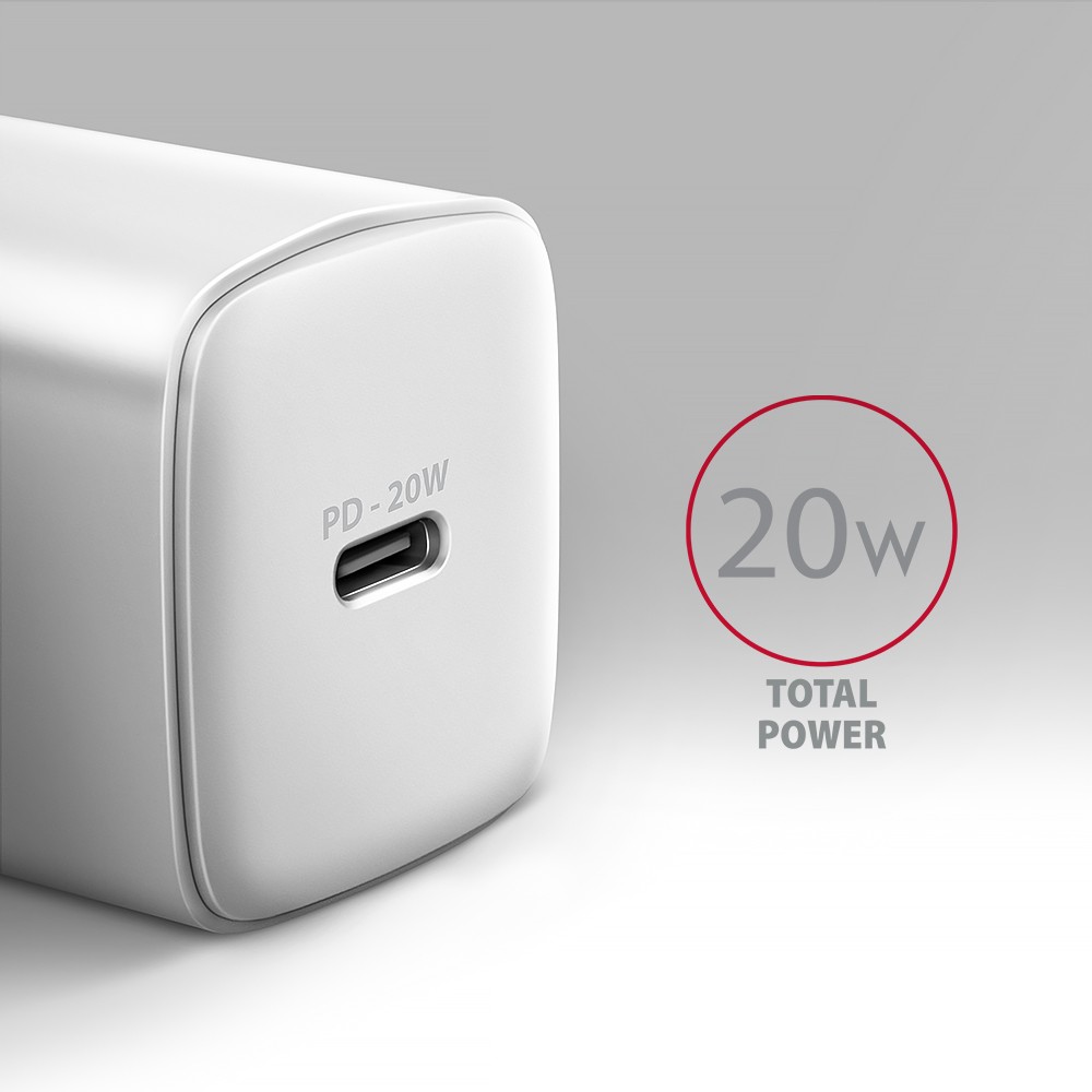 Omrežni polnilnik USB-C PD 20W, bel 2