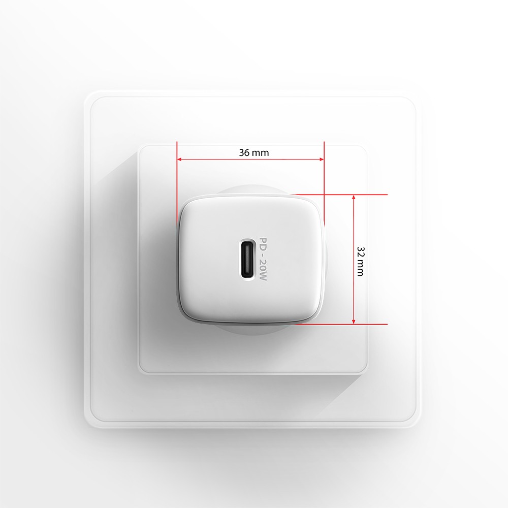 Omrežni polnilnik USB-C PD 20W, bel 6