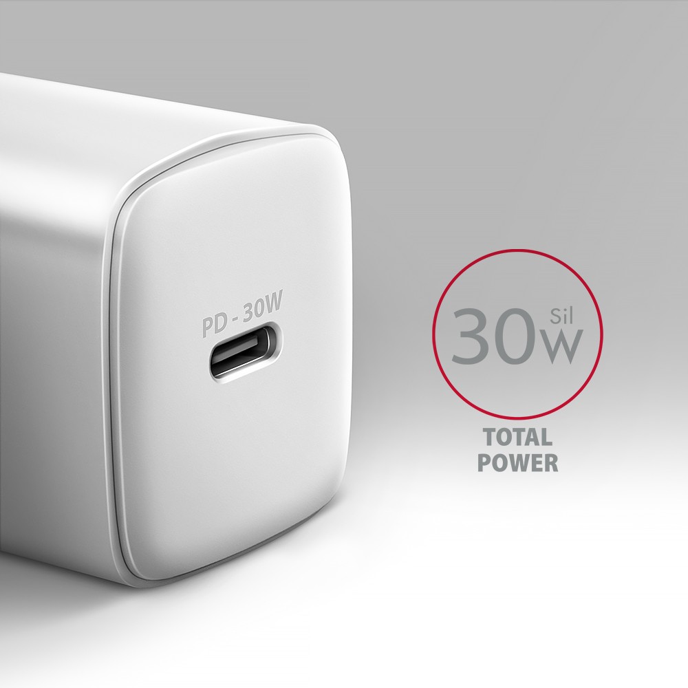 Omrežni polnilnik USB-C PD 30W, bel 2