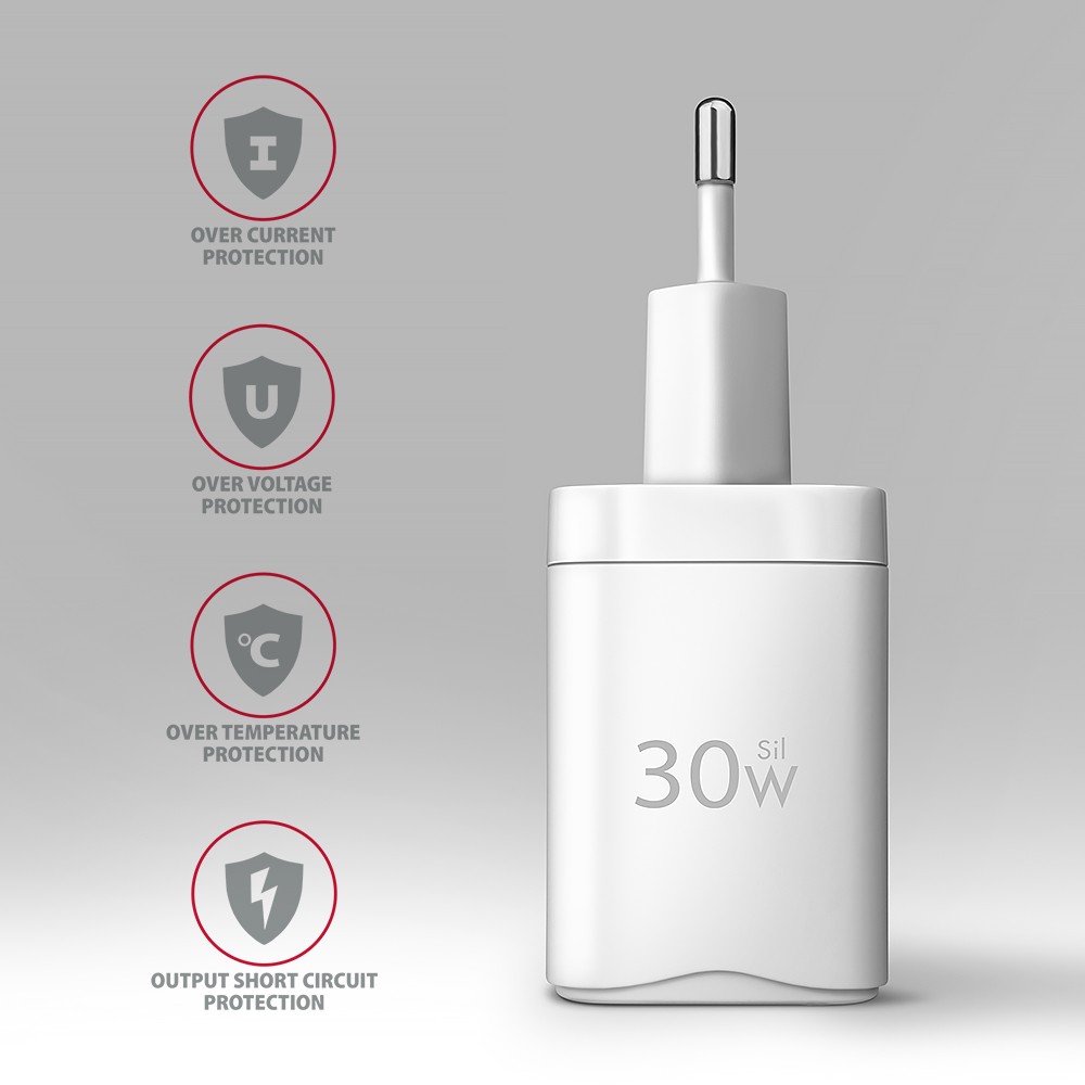 Omrežni polnilnik USB-C PD 30W, bel 5