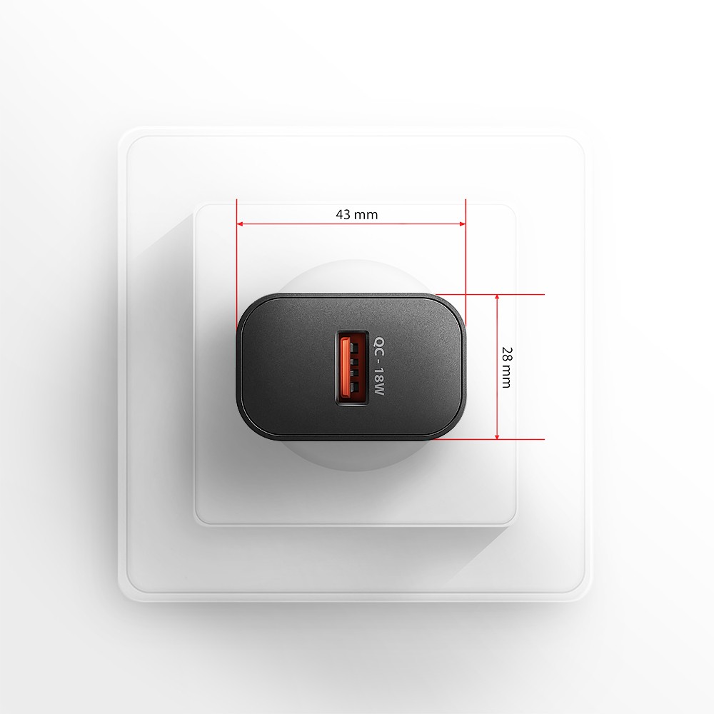 Omrežni polnilnik USB-A QC 18W, črn 6