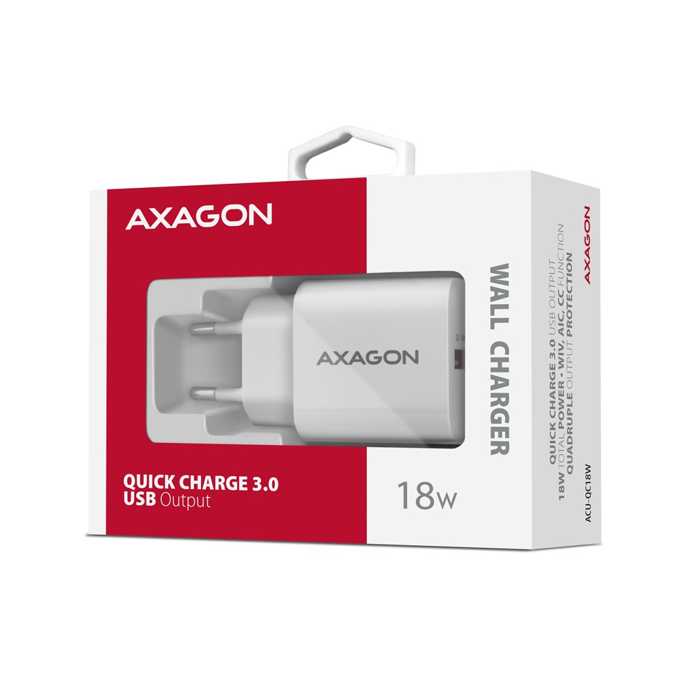 Omrežni polnilnik USB-A QC 18W, bel 8