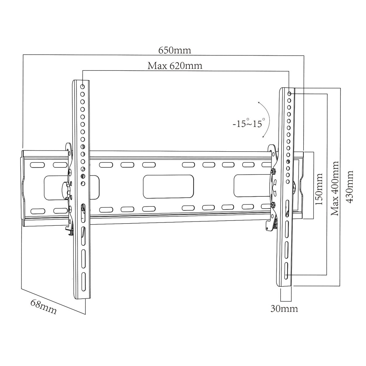 Stenski nosilec za TV Maclean MC-421, 37-90", do 80kg, VESA 600x400 4