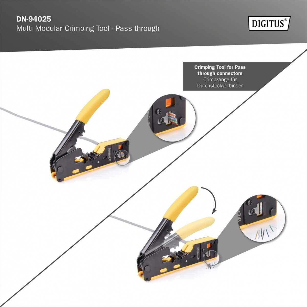 Krimpklešče Digitus RJ45 kat. 5e/6, RJ12, RJ11 s strigalom 7
