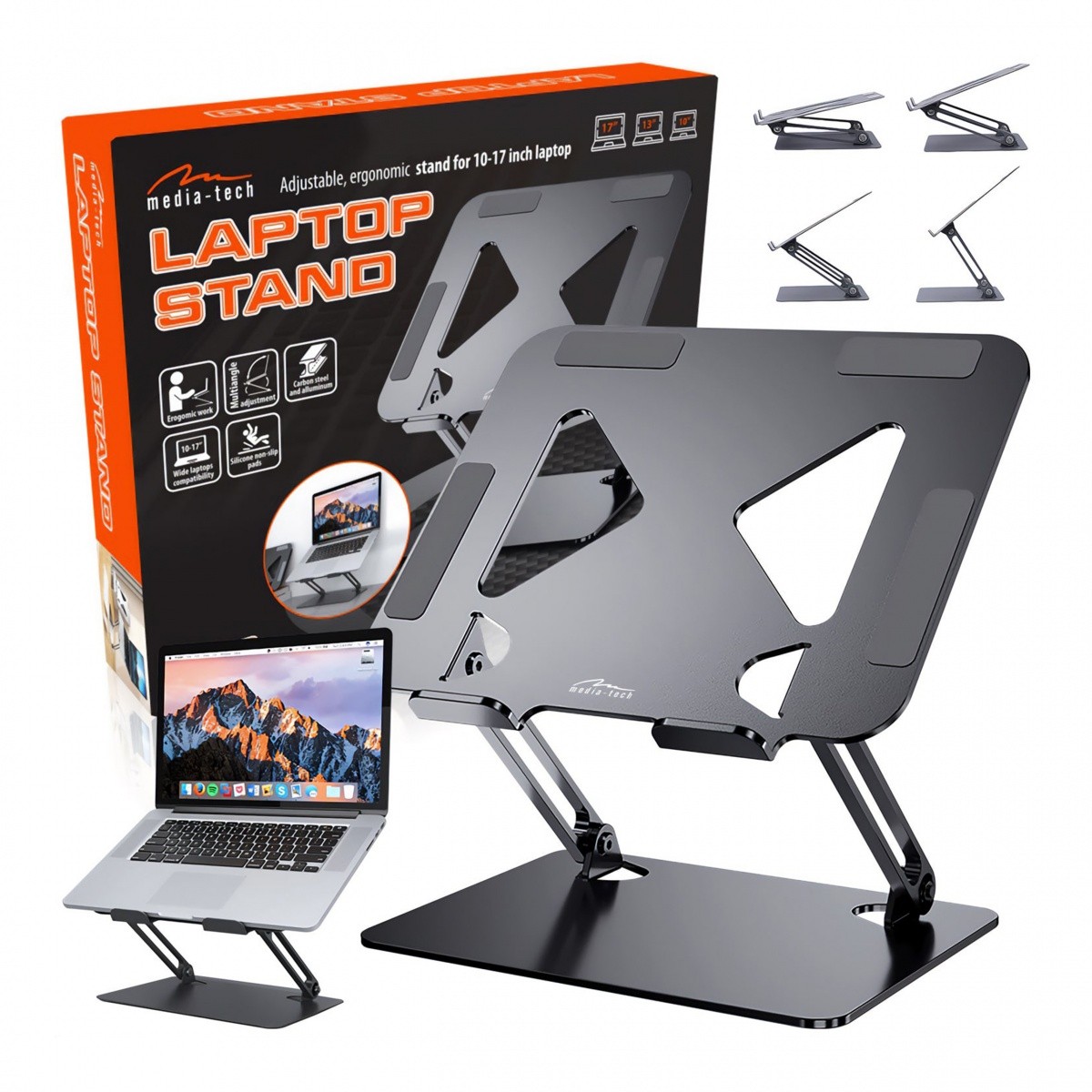 Media-Tech MT2661: Nastavljivo ergonomsko stojalo za prenosnik 10-17"