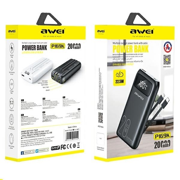 Powerbank 20000mAh P169K 22,5W USB-C + Lightning kabli 2