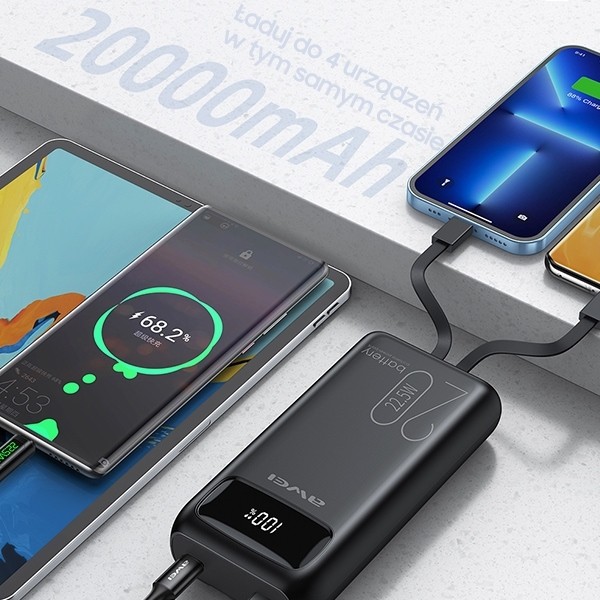Powerbank 20000mAh P169K 22,5W USB-C + Lightning kabli 3
