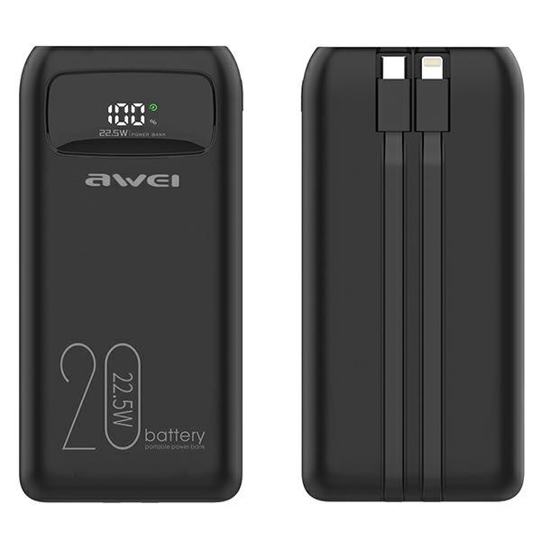 Powerbank 20000mAh P169K 22,5W USB-C + Lightning kabli
