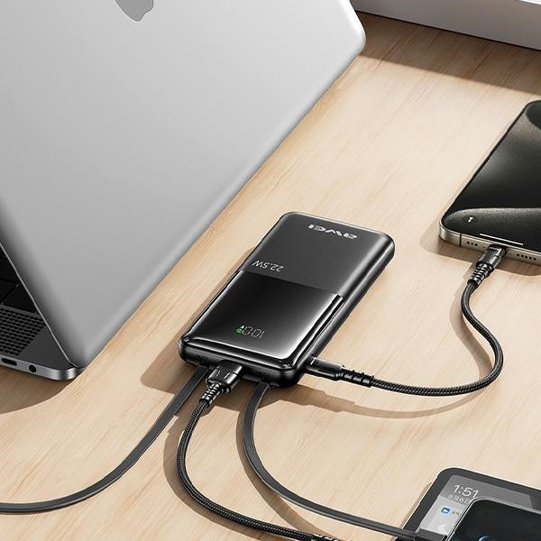 Powerbank 10000mAh P76K 22,5W, 4 izhodi s kabli 3