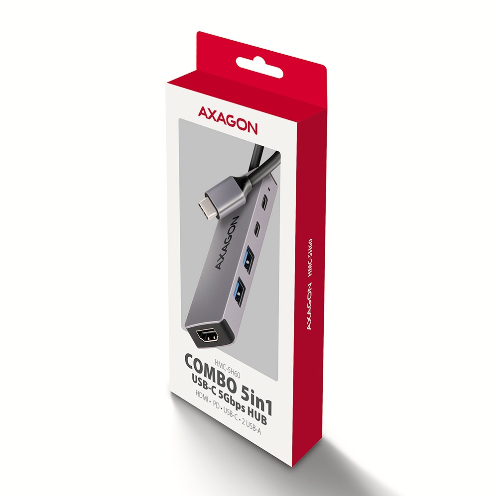 Večnamenski USB-C HUB 5v1, 5Gbps, HDMI 4K/60Hz, PD 2