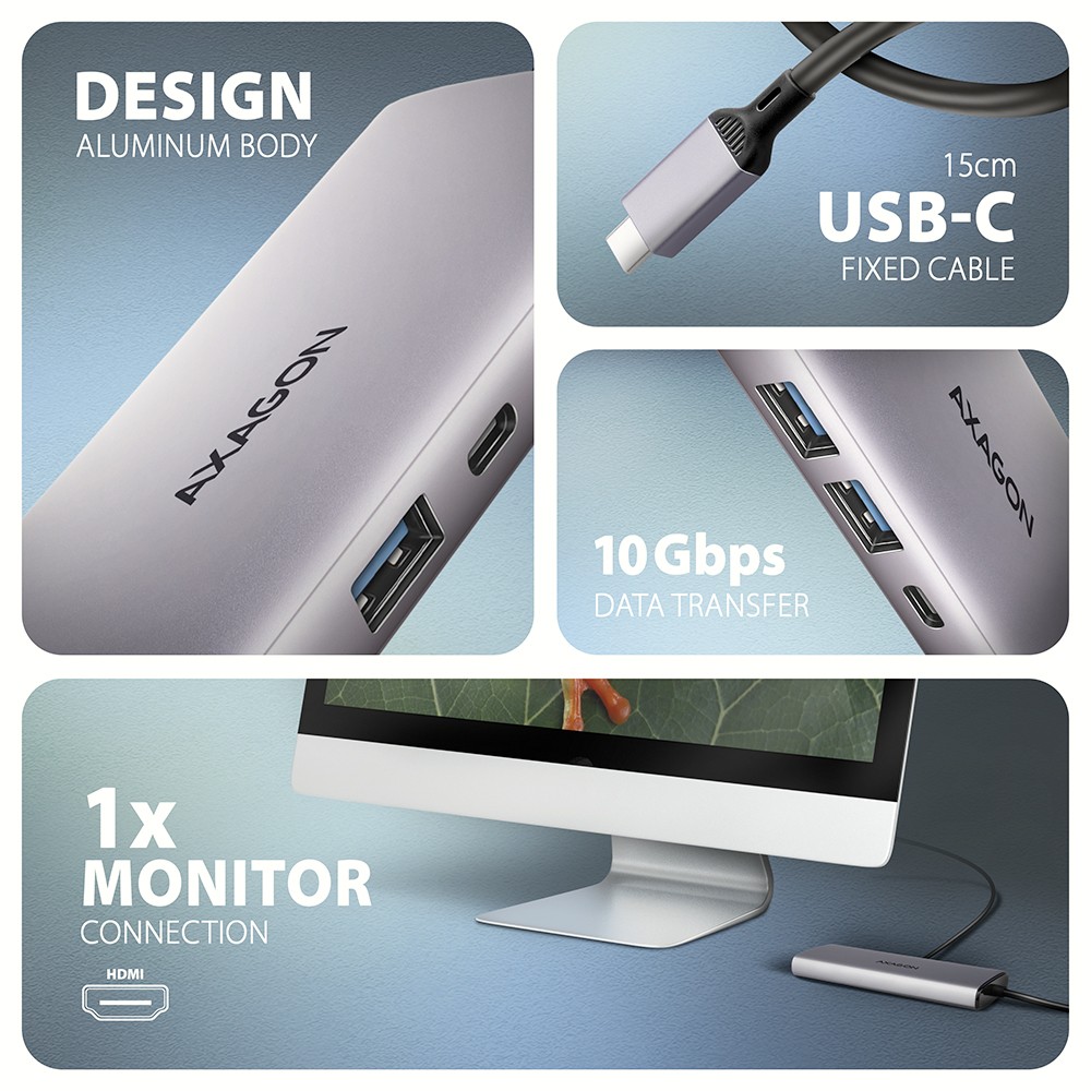 Večnamenski USB-C HUB 6v1, 10Gbps, HDMI 4K/60Hz, GLAN, PD 3