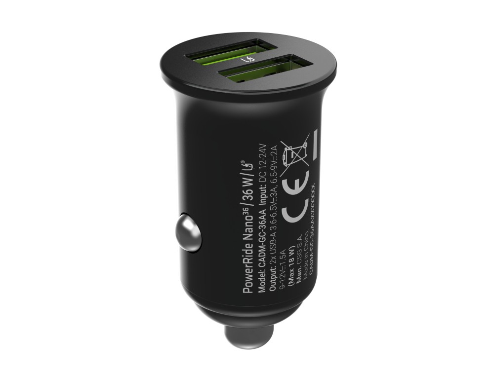 Avtomobilski polnilec GC PowerRide Nano36 36W 6A 2x USB-A 2