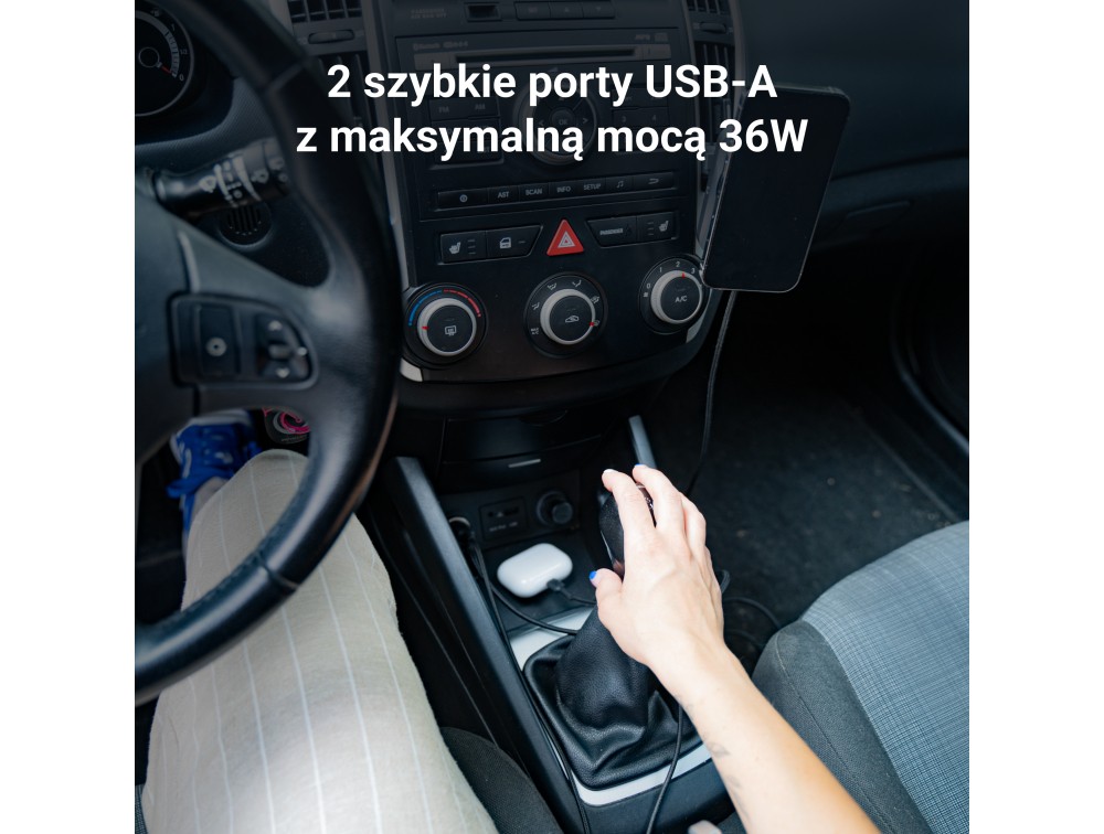Avtomobilski polnilec GC PowerRide Nano36 36W 6A 2x USB-A 8