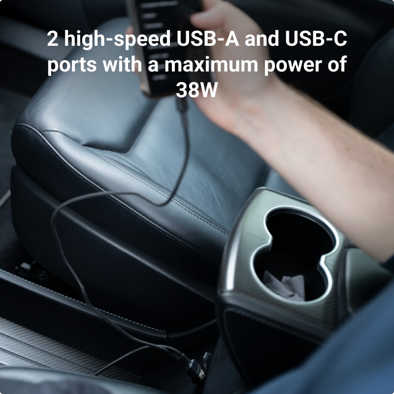 Avtomobilski polnilec PowerRide Nano38 38W 6A 1xUSB-C, 1xUSB-A 8