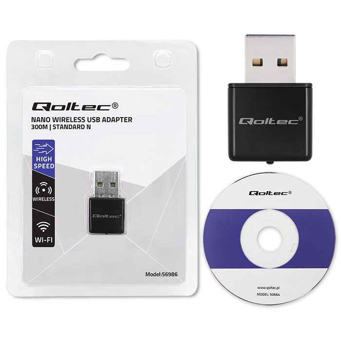 Qoltec NANO WiFi USB 2.0 adapter 300Mbps 3