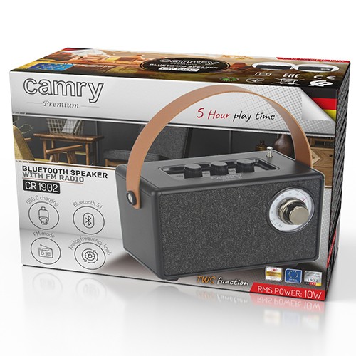 CR1902 Bluetooth zvočnik z radiem FM, USB-C, črn 6