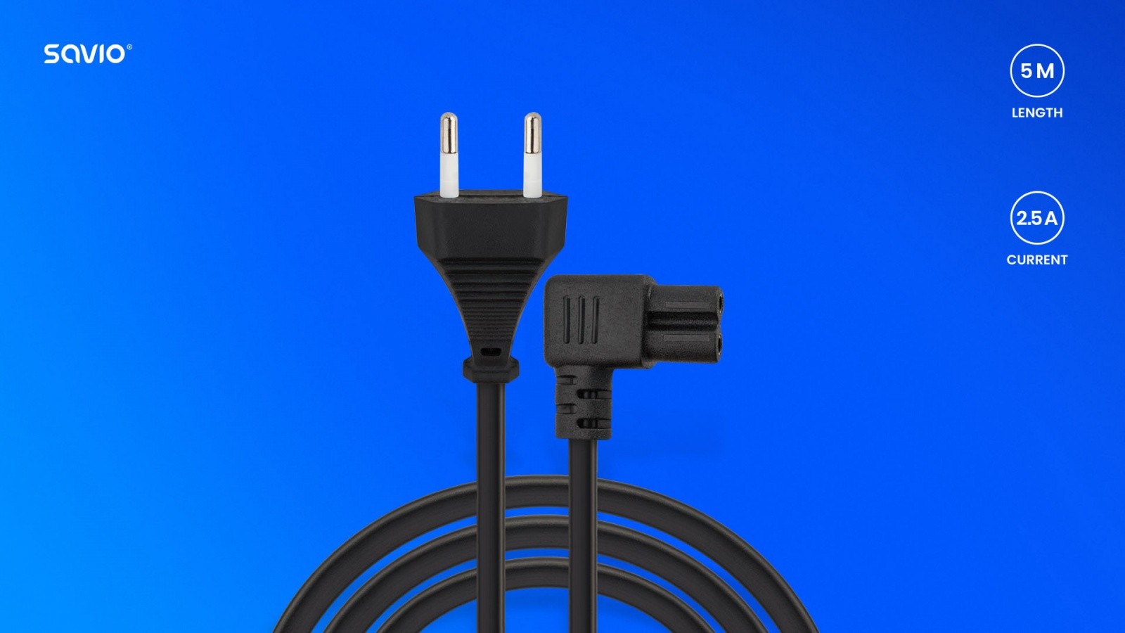 Napajalni kabel C7 (kotni), 5m, 2-pinski 3
