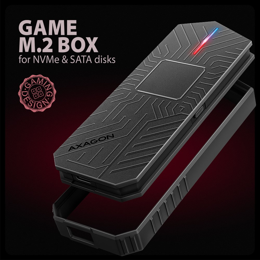 AXAGON EEM2-GAM ohišje za M.2 NVMe/SATA SSD, USB-C 3.2 Gen 2, Gaming 2