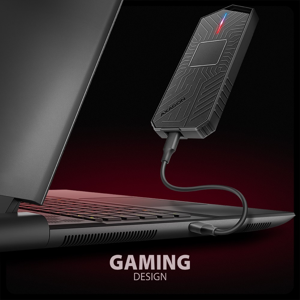AXAGON EEM2-GAM ohišje za M.2 NVMe/SATA SSD, USB-C 3.2 Gen 2, Gaming 3