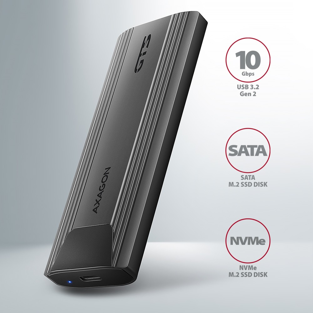 Aluminijasto ohišje za M.2 NVMe/SATA SSD, USB-C 3.2 Gen 2 2