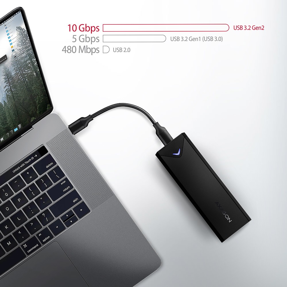 Aluminijasto ohišje za M.2 NVMe SSD, USB-C 3.2 Gen 2, črno 7