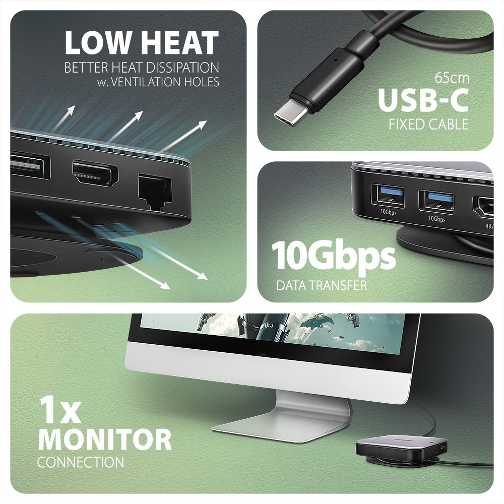 Večnamenski USB Hub 9v1 HMC-UFO (10Gbps, 4K HDMI, M.2, PD 100W) 5