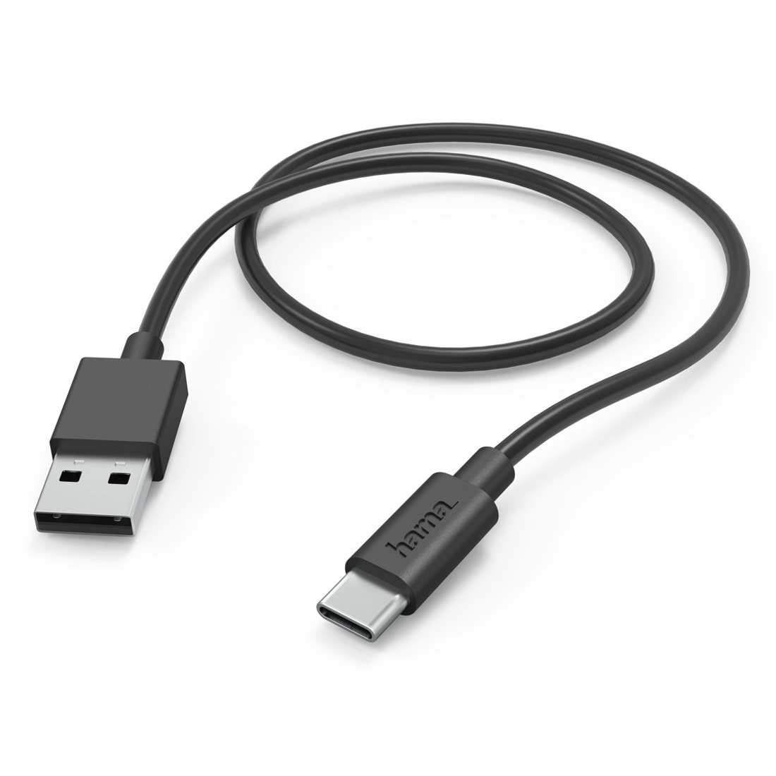 USB-A na USB-C polnilni kabel, 1m, črn