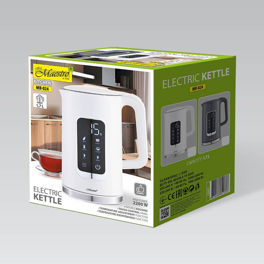 Kuhalnik vode s temp. regulacijo 1,7L, 2200W, MR-024-WHITE 3