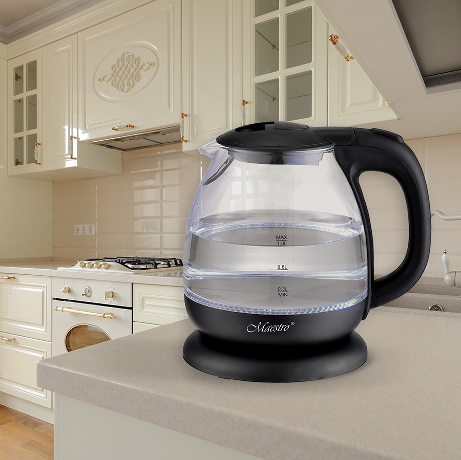 Feel-Maestro MR-055-BLACK stekleni kuhalnik vode, 1l, 1100W, črn 2
