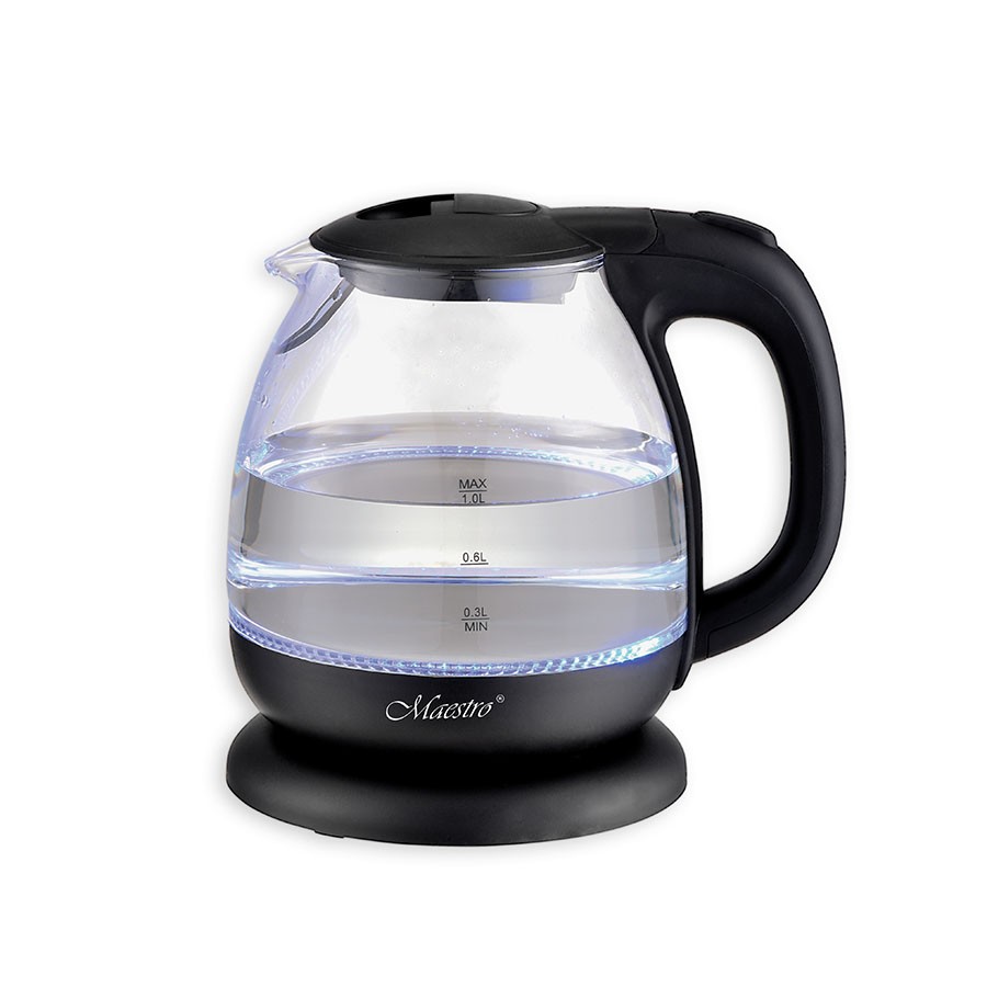 Feel-Maestro MR-055-BLACK stekleni kuhalnik vode, 1l, 1100W, črn