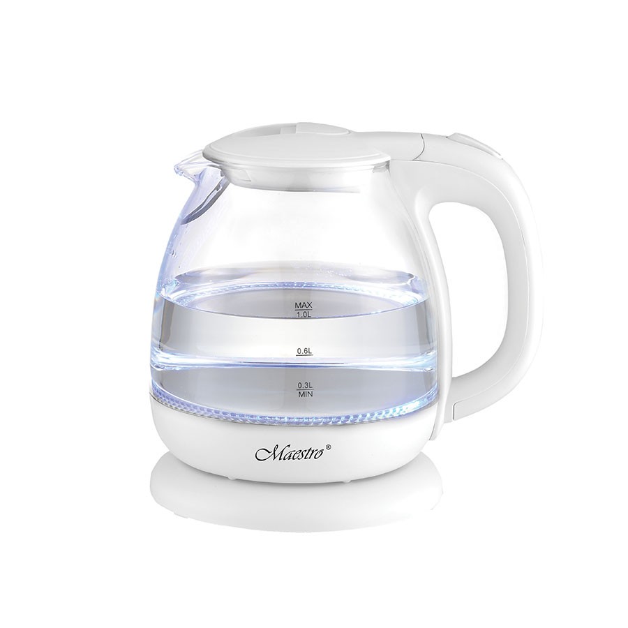 Steklen kuhalnik vode Mesko MR-055-WHITE, 1l, 1100W