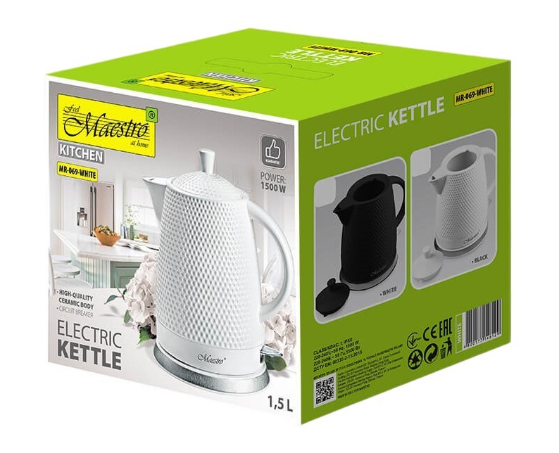 Feel-Maestro MR-069-WHITE keramični kuhalnik vode, 1,5l, 1500W, bel 4