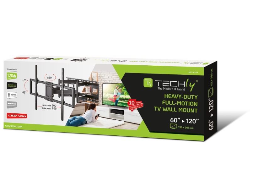 Zgibni stenski nosilec za TV 60-120" Techly, 120kg 7