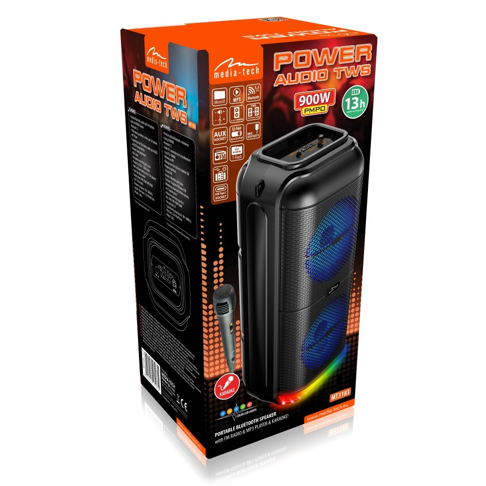 Media-Tech POWER AUDIO MT3183 Bluetooth zvočnik s Karaokami, 50W RMS 2