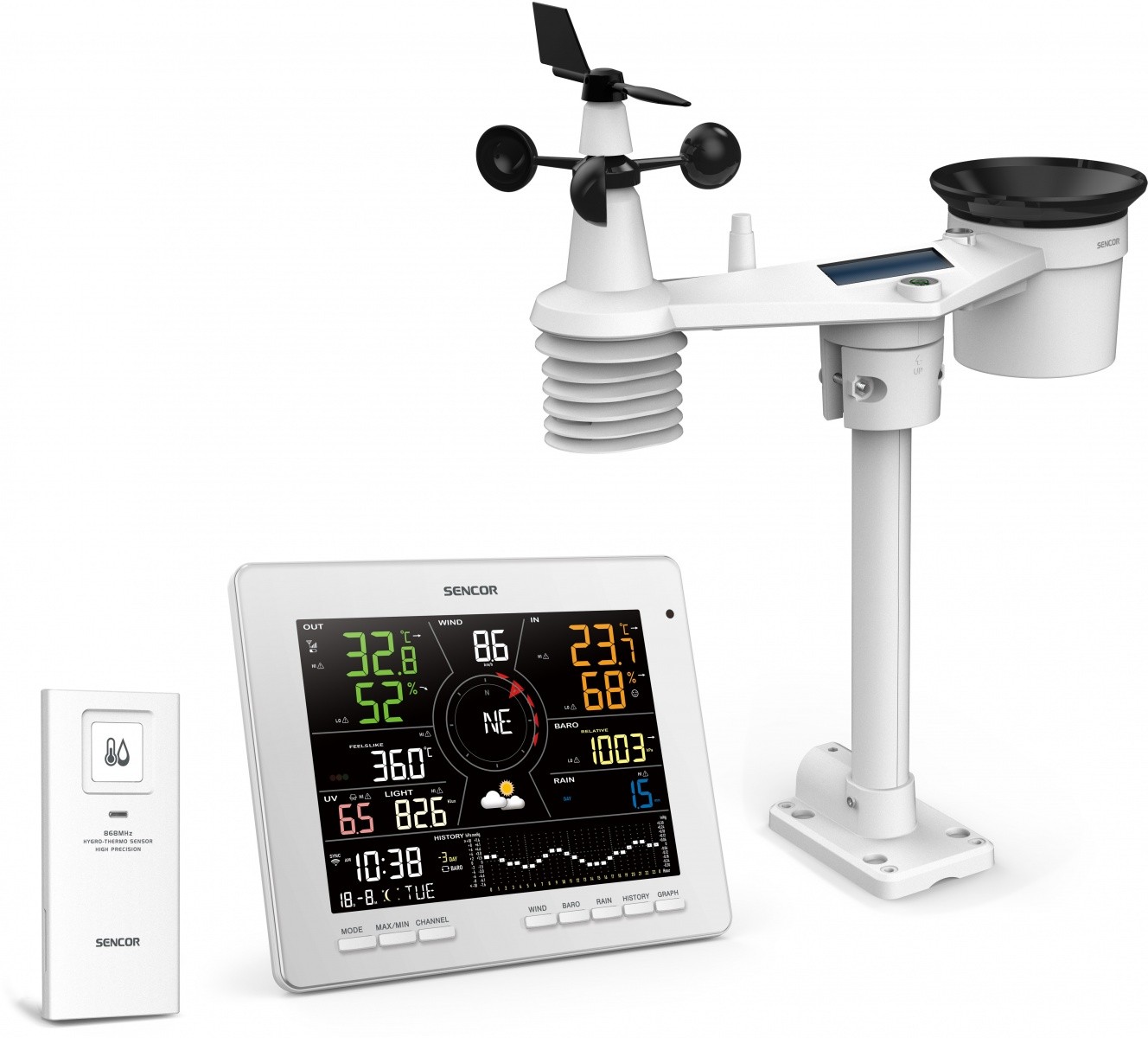 Sencor SMART WiFi meteorološka postaja z 7-v-1 senzorjem 8
