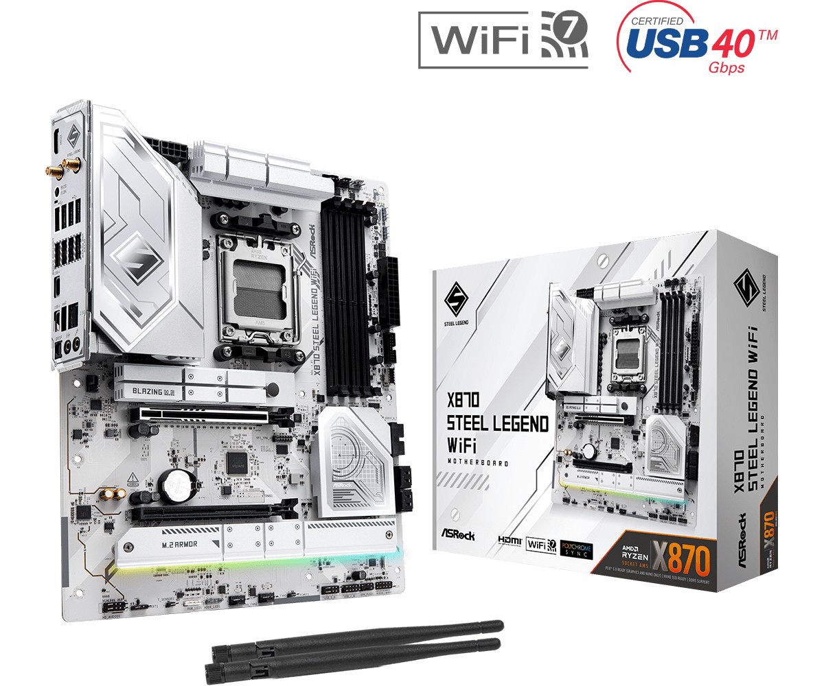 ASRock X870 STEEL LEGEND WIFI matična plošča, AM5, 4x DDR5, M.2, ATX 2