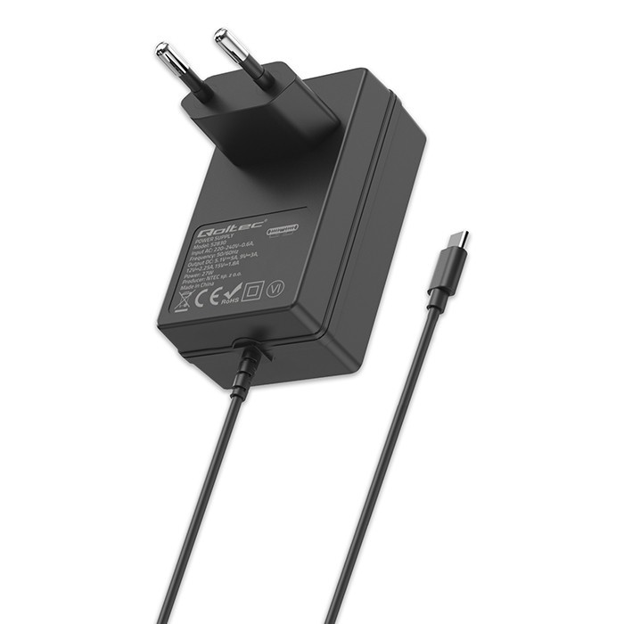 Qoltec polnilnik Super FAST PD za Raspberry PI 5, USB-C, 27W, črn 3