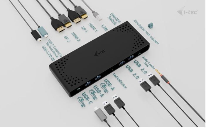 Univerzalna priklopna postaja Dual 4K USB-C, PD 85W 2