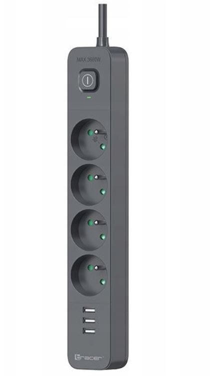 Prekonalna letev Power Line+ mobile ready, 1.5m (4 vtičnice + 3x USB-A) 2