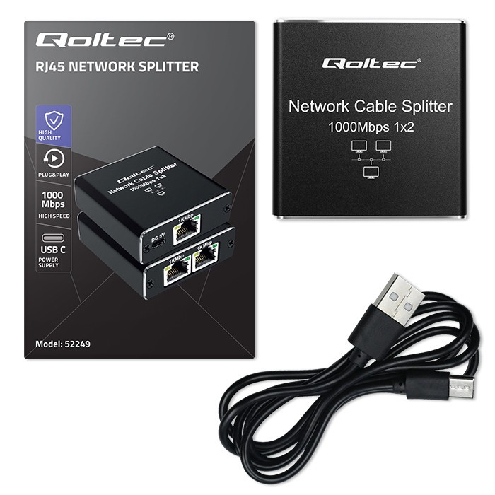 Mini mrežni preklopnik 1x2 RJ45 s 1000Mbps in USB-C iz aluminija 5
