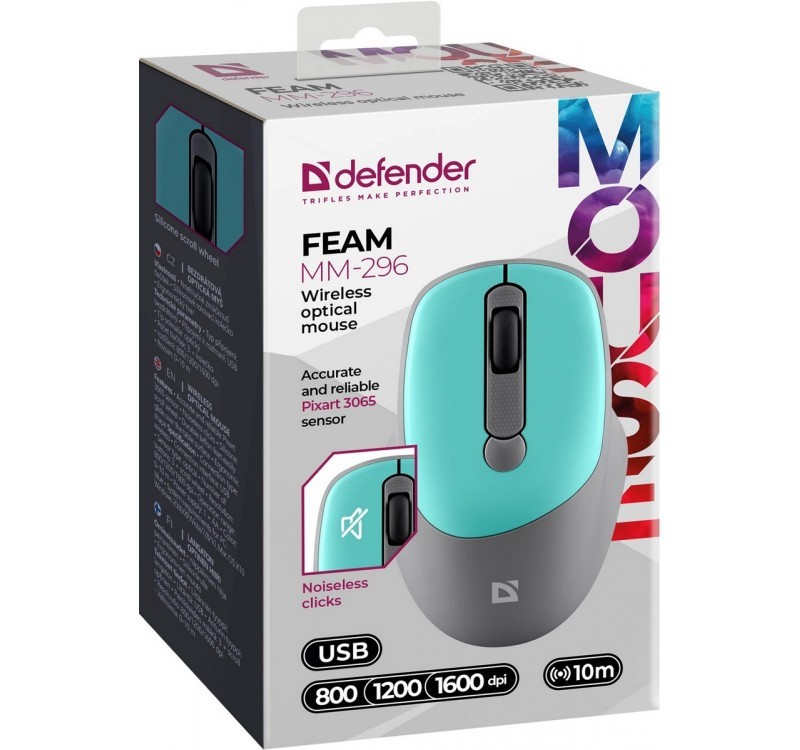 Brezžična miška FEAM MM-296, zelena, 1600 DPI 3