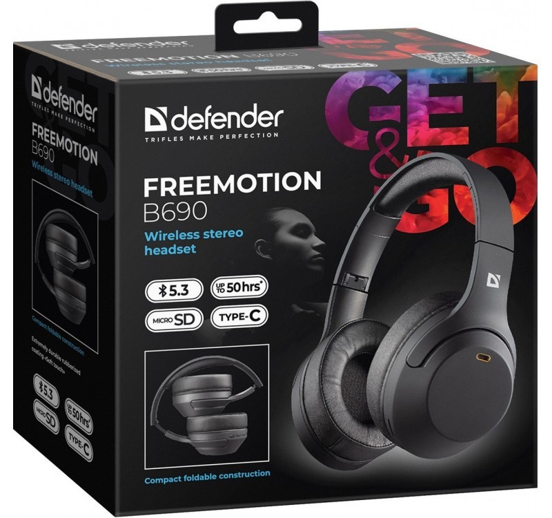 Defender FREEMOTION B690 brezžične naglavne slušalke, črne 8