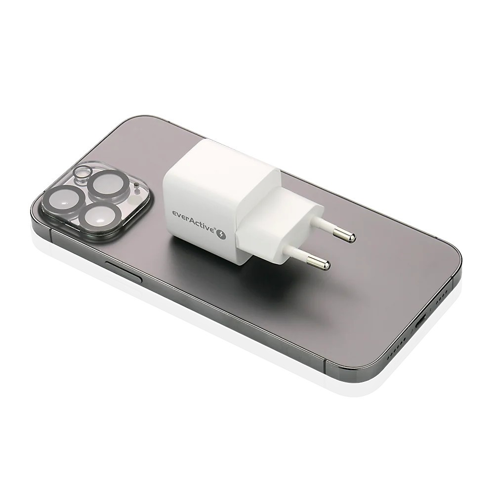 Omrežni polnilnik GaN 1x USB, 1x USB-C 20W QC3.0 bel 2